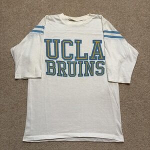 Vtg 70s UCLA Bruins Shirt Mens Small White Jersey‎ Tee Stripes 1970s Artex USA